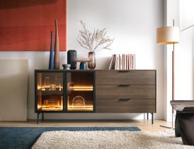 Laski meble - Komoda Lumi C - dunin hrast/črna