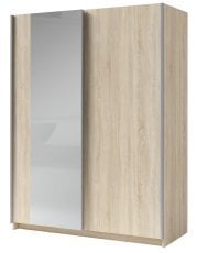 Garderobna omara z drsnimi vrati z ogledalom Gozo III 11 - hrast sonoma