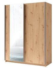Garderobna omara z drsnimi vrati z ogledalom Gozo III 10 - hrast artisan