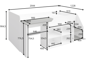 Meblosiek - Postelja z mizo in omarico Multi II 38 2D - 90x200 cm