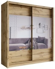 Garderobna omara z drsnimi vrati z ogledalom Roma VI - hrast votan