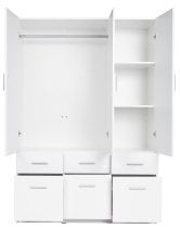 Meblosiek - Garderobna trivratna omara s predali Snow 04 B - bela