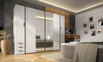 Meblosiek - Garderobna omara z ogledalom s predali Store III 21 B 4D