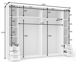 Meblosiek - Garderobna omara z ogledalom s predali Store III 21 B 4D