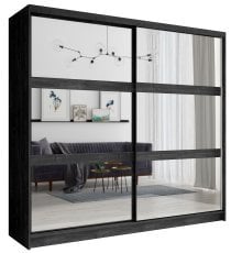 Garderobna omara z drsnimi vrati z ogledalom Togo 12 - jesen portland črn