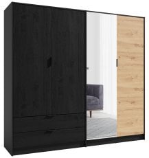 Garderobna omara Ulm 12 B - črna grafit/hrast artisan 