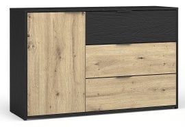 Komoda Upsala 46 B - črna grafit/hrast artisan 