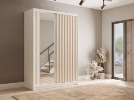 Garderobna omara z drsnimi vrati Aluna 10 - 150 cm - bela