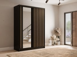 Garderobna omara z drsnimi vrati Aluna 10 - 150 cm - črna