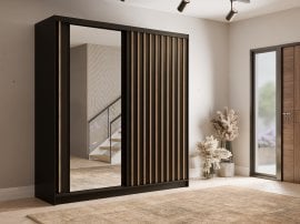 Garderobna omara z drsnimi vrati Aluna 11 - 200 cm - črna