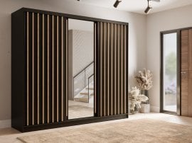 Garderobna omara z drsnimi vrati Aluna 13 - 250 cm - črna