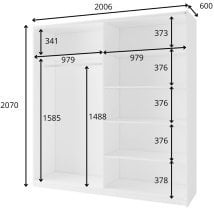 Meblosiek - Garderobna omara z drsnimi vrati Arsala 11 - 200 cm - bela
