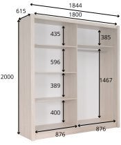 Meblosiek - Garderobna omara z drsnimi vrati Roma - 180 cm