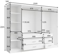 Meblosiek - Garderobna omara Konso 21 - 250 cm - bež
