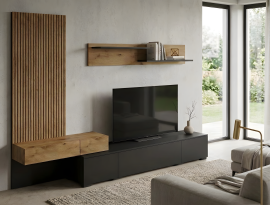TV regal Kipp - artisan hrast/črn