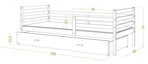 Krevet s dodatnim ležajem Jacek P2 MDF - 80x190 cm 