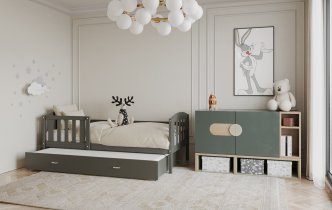 AJK Meble - Postelja z dodatnim ležiščem Kubus P2 MDF - 90x200 cm