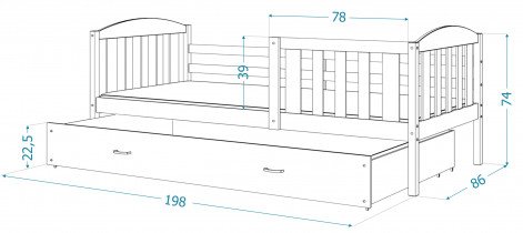 AJK Meble - Postelja Kubus P - 80x190 cm