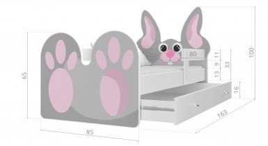 AJK Meble - Otroška postelja Živali 80x160 cm - Zajček