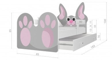 AJK Meble - Otroška postelja Živali 80x180 cm - Zajček
