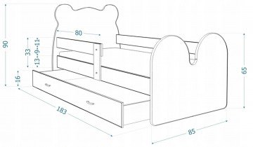 AJK Meble - Otroška postelja Živali 80x180 cm - Medvedek