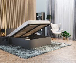 AJK Meble - Dvižna postelja Panama plus - 160x200 cm - siva