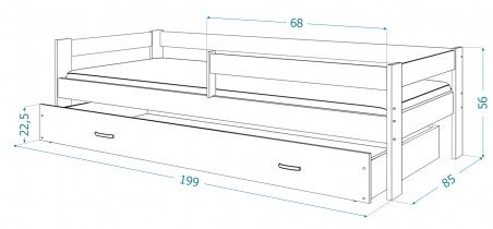 AJK Meble - Postelja Hugo P2 1908 MDF - 80x190 cm