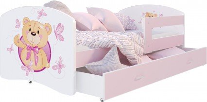 AJK Meble - Otroška postelja Lucky 90x180 cm - svetlo roza