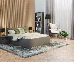 AJK Meble - Dvižna postelja Panama plus - 140x200 cm - siva