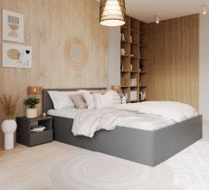 AJK Meble - Dvižna postelja Panama plus - 180x200 cm - siva