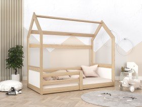 AJK Meble - Otroška postelja Domek Miki 80x160 cm - bor-bela