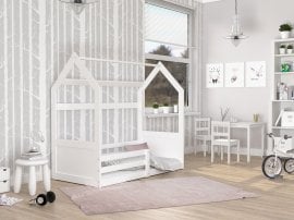 AJK Meble - Otroška postelja Domek Miki 80x160 cm - bela-bela