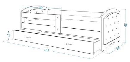 AJK Meble - Otroška postelja Megi 1808 z gumbi - 80x180 cm