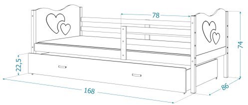 AJK Meble - Postelja z dodatnim ležiščem Max P2 - 80x160 cm