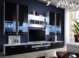 Dnevni TV regal Dorade 300 cm LED - bel/črni