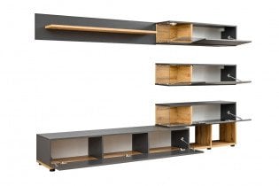 ASM Meble - Dnevni TV regal Silk 240 cm LED - antracit/wotan