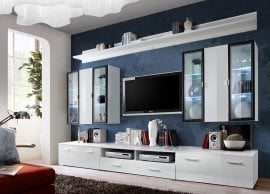 Dnevni TV regal Iceland 300 cm LED - bel/bel sijaj