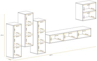 ASM Meble - Dnevni TV regal Switch XIII 330 cm LED - črni