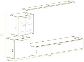 ASM Meble - Dnevni TV regal Switch XV 250 cm LED - črni