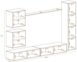ASM Meble - Dnevni TV regal Switch XVIII 280 cm LED - grafit/črni