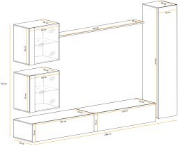 ASM Meble - Dnevni TV regal Switch XVIII 280 cm LED - grafit/črni