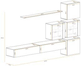 ASM Meble - Dnevni TV regal Switch XIX 310 cm LED - bel/črni