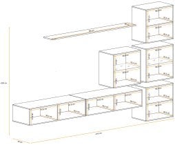 ASM Meble - Dnevni TV regal Switch XIX 310 cm LED - bel/črni