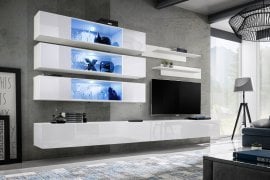 Dnevni TV regal FLY J3 320 cm delno LED - bel