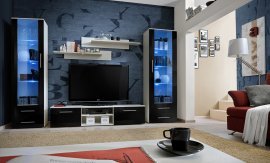 Dnevni TV regal Galino C 320 cm LED - bel/črni