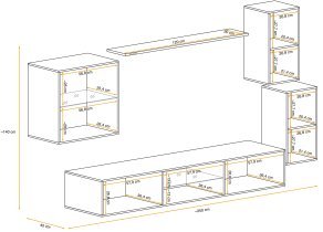 ASM Meble - Dnevni TV regal Switch XXIII 250 cm LED - grafit/votan