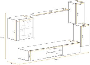ASM Meble - Dnevni TV regal Switch XXIII 250 cm LED - grafit/votan