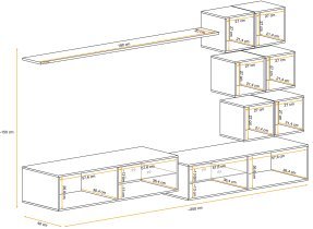 ASM Meble - Dnevni TV regal Switch XXIV 260 cm LED - bel/grafit