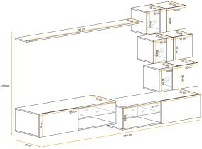 ASM Meble - Dnevni TV regal Switch XXIV 260 cm LED - bel/grafit