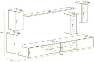 ASM Meble - Dnevni TV regal Switch XXV 280 cm LED - votan/grafit